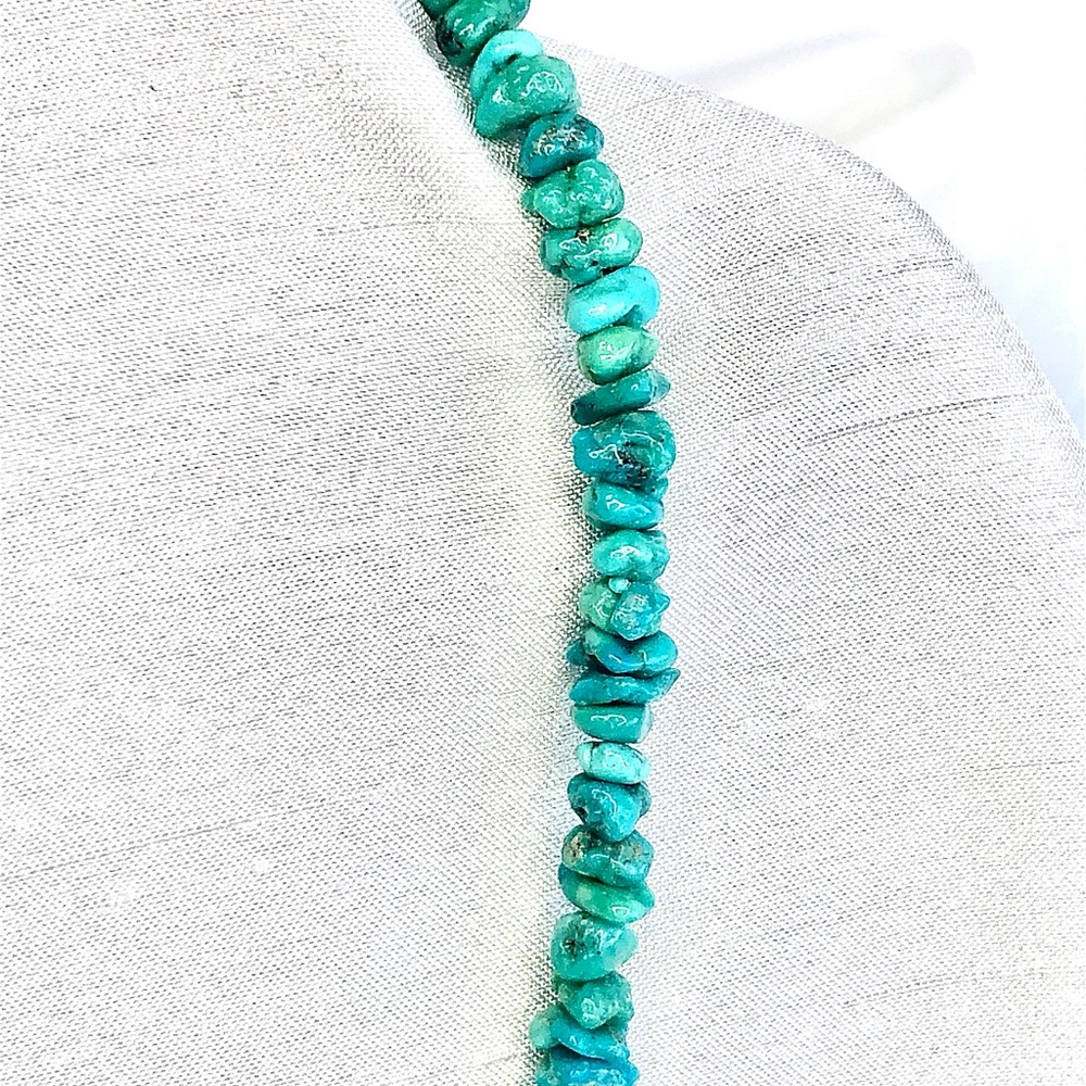 Navajo Turquoise Chunk Necklace Handmade Vintage Western New Mexico - Picture 5 of 8
